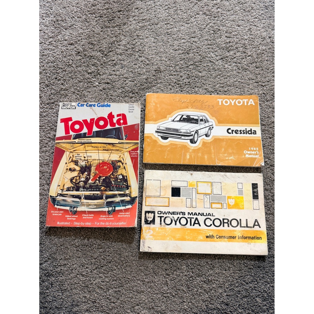 Vintage Toyota Manuals Lot 1985 Cressida Corolla Popular Mechanics Car Care Guid